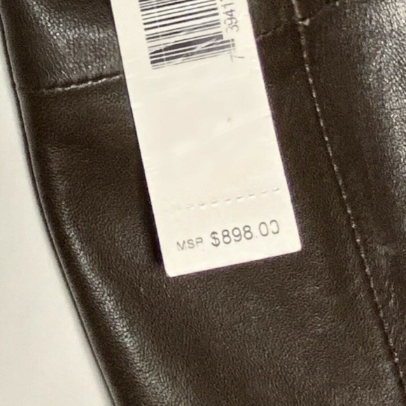 Rare NWT $898 ELIE TAHARI Jacket Size S Genuine Leather Brown Embroidery - Small - Picture 5 of 13